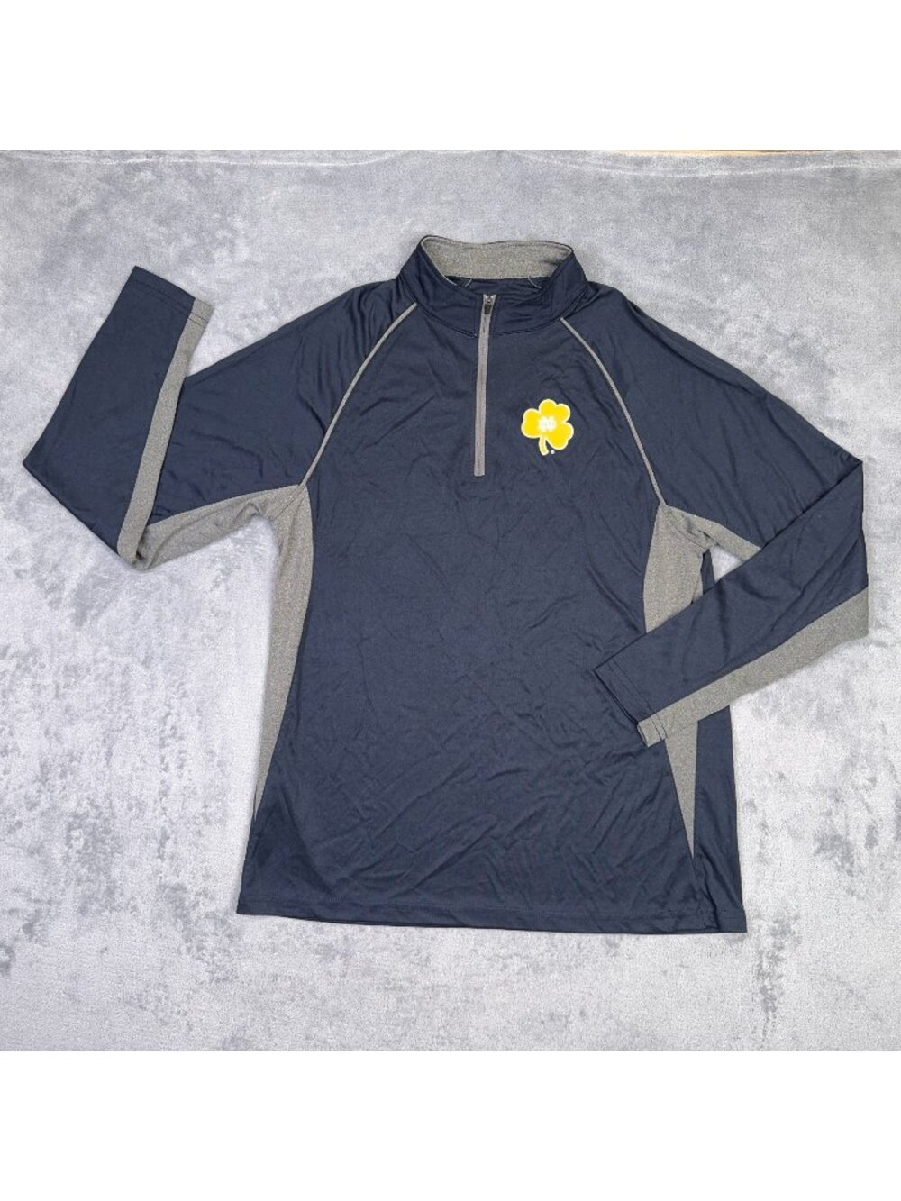 Notre Dame 1/4 Zip Shirt Mens M Shamrock Fighting Irish Blue Athletic Pullover